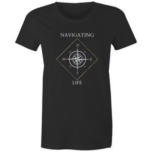 Women's Black Maple Organic Tee - Navigating Life