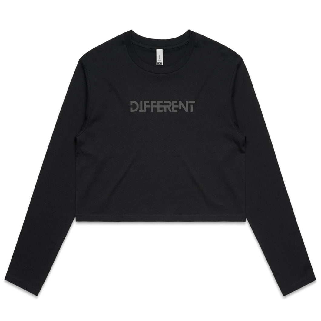 Women's Black Long Sleeve Crop Tee - DIFFERENT